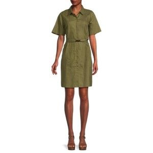 Saks Fifth Avenue Belted Linen Blend Shirtdress - Medium